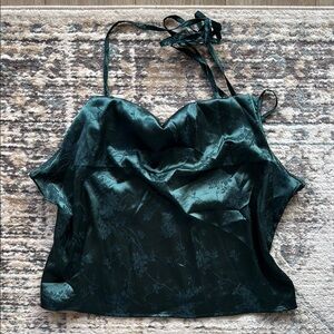 Zaful Green Silk Crop Top